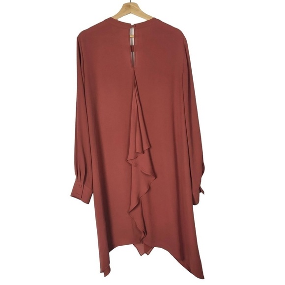 BCBGMaxAzria Cynthia Terracotta Ruffle Long Sleeve Mini Dress M - Picture 3 of 5